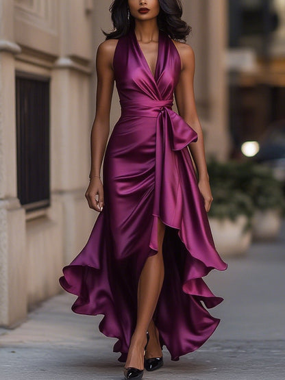 Image of Lisa | Women's V-Neck Sleeveless Wrap Midi Dress