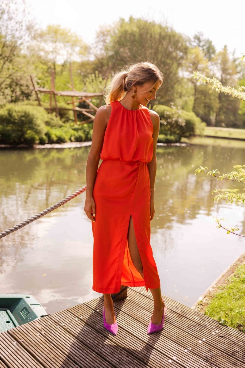 Women's Midi Cocktail Dress Side Slit