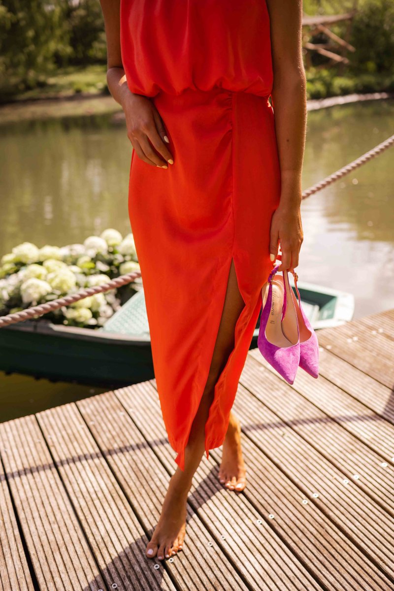Women's Midi Cocktail Dress Side Slit