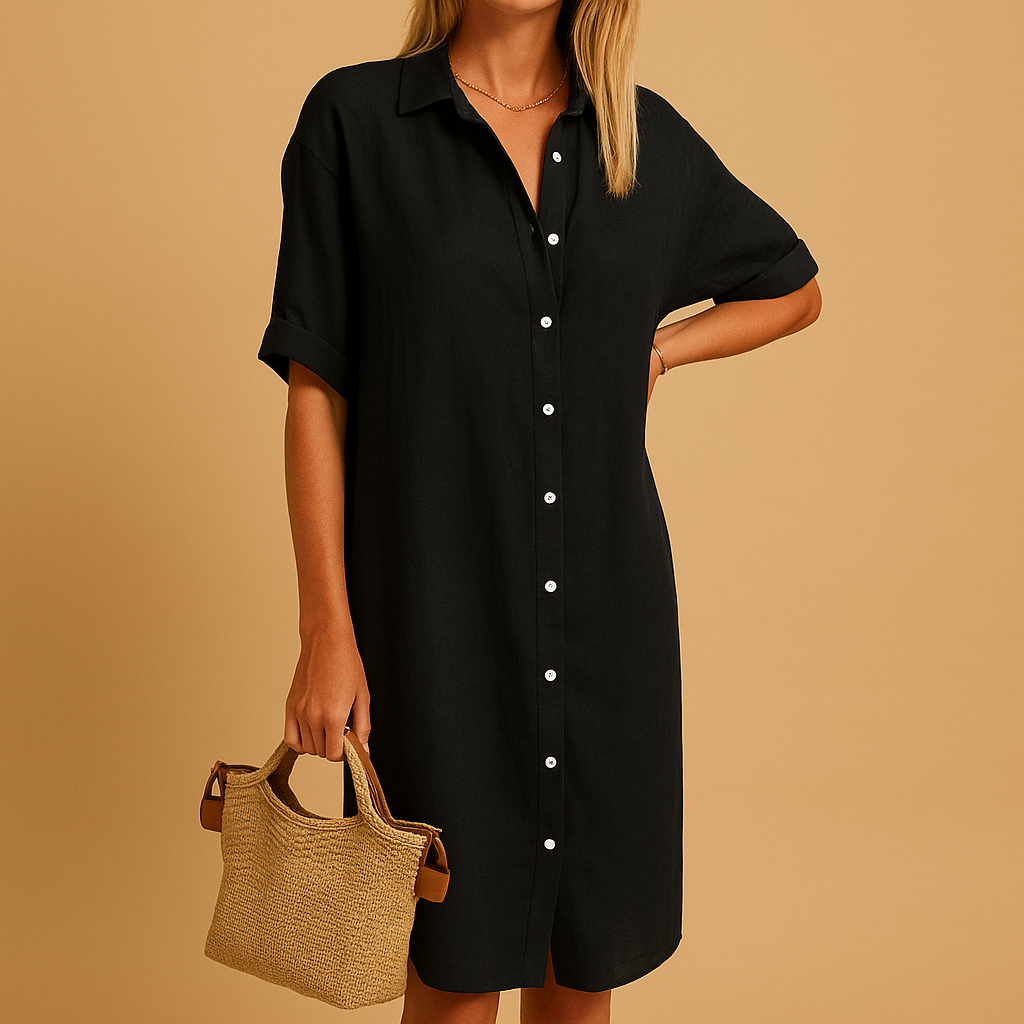 Flowy Women's Button Front Dress - VibreMode