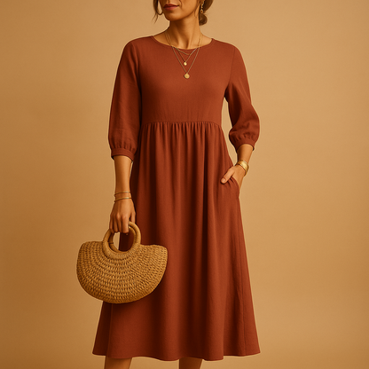 Comfy Women's Floor Length Round Neck Maxi Dress - VibreMode