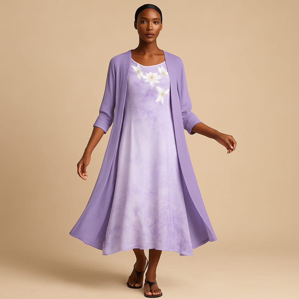 Long dress with matching blouse jacket for women featuring a flattering silhouette and elegant design, ideal for work, dinners, and formal occasions.