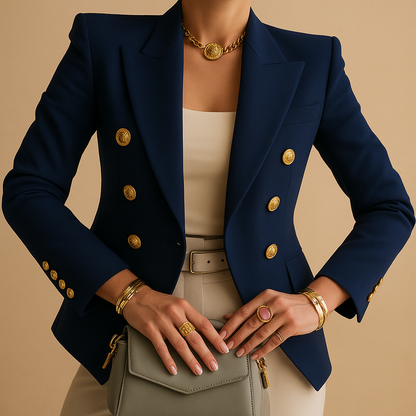 Long elegant blazer for women with a refined silhouette in classic colors, ideal for work, meetings, and stylish everyday outfits.