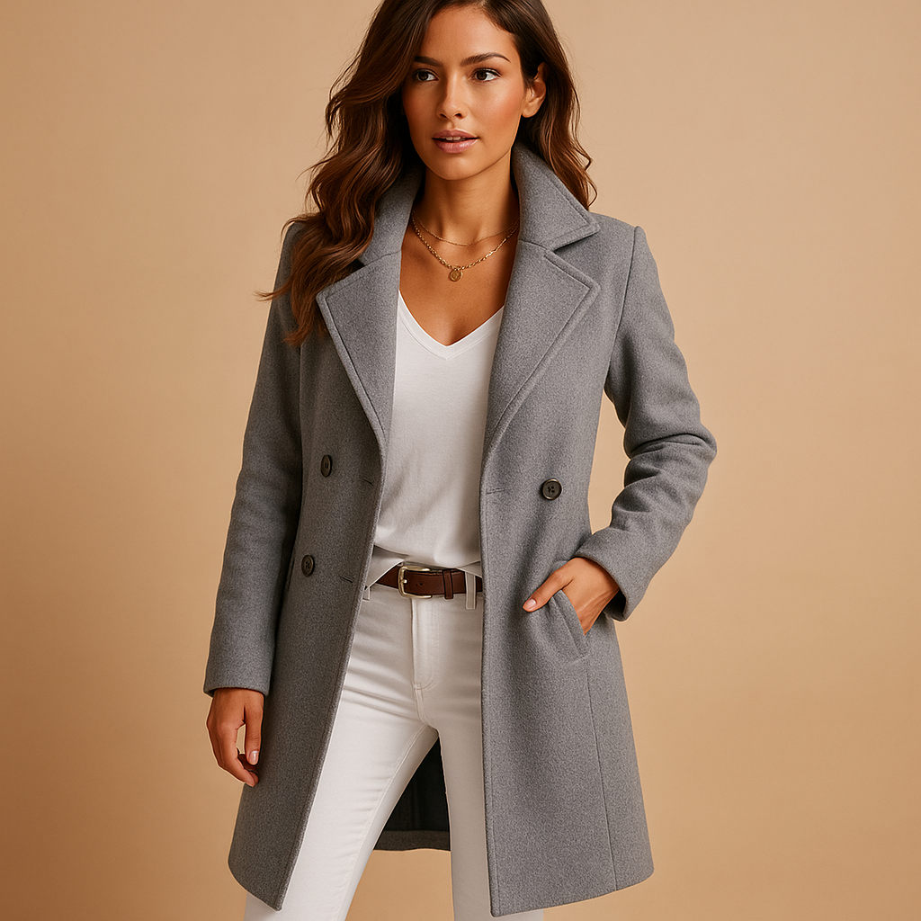 Classic Ladies Tailored Button Coat - VibreMode