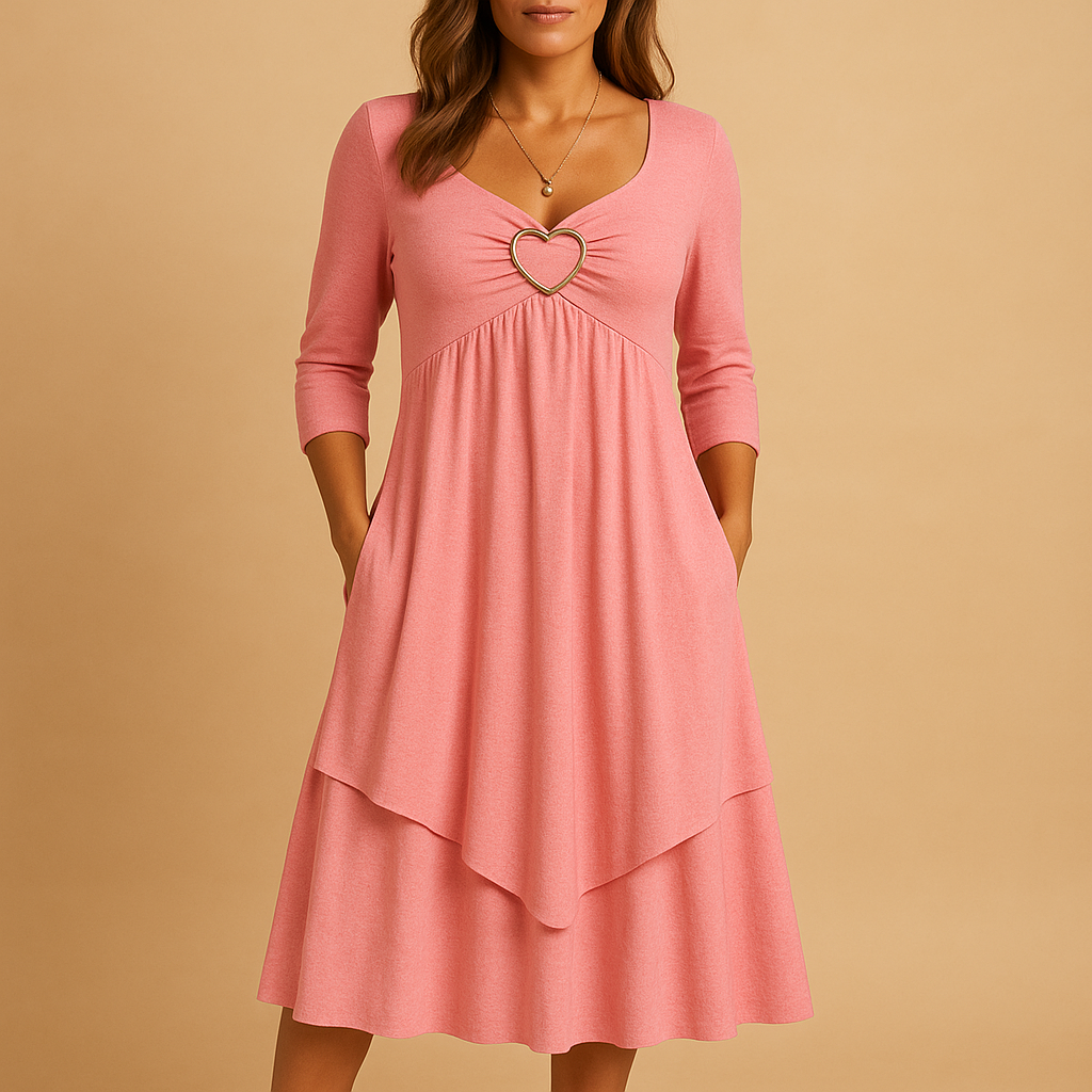 Long sleeve A-line maxi dress for women with round neckline, pockets, and flowing silhouette, perfect for office wear, dinners, and casual outings.