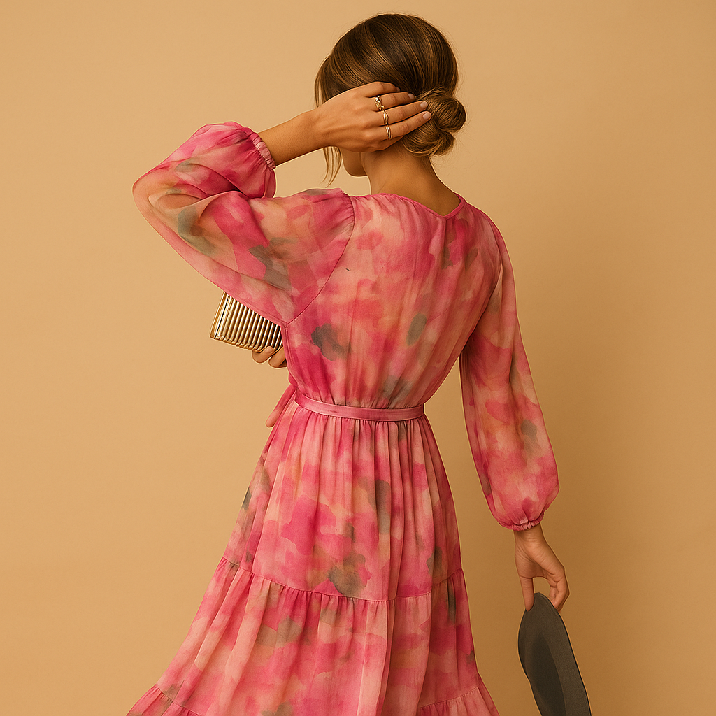 Long sleeve maxi summer dress for women with a flowy A-line silhouette, ideal for casual outings, brunch, and semi-formal summer occasions.