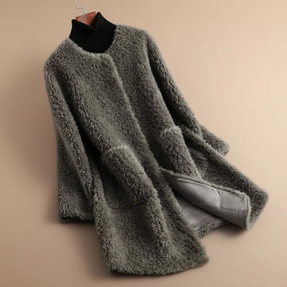 Women's Teddy Coat Long Collarless - VibreMode