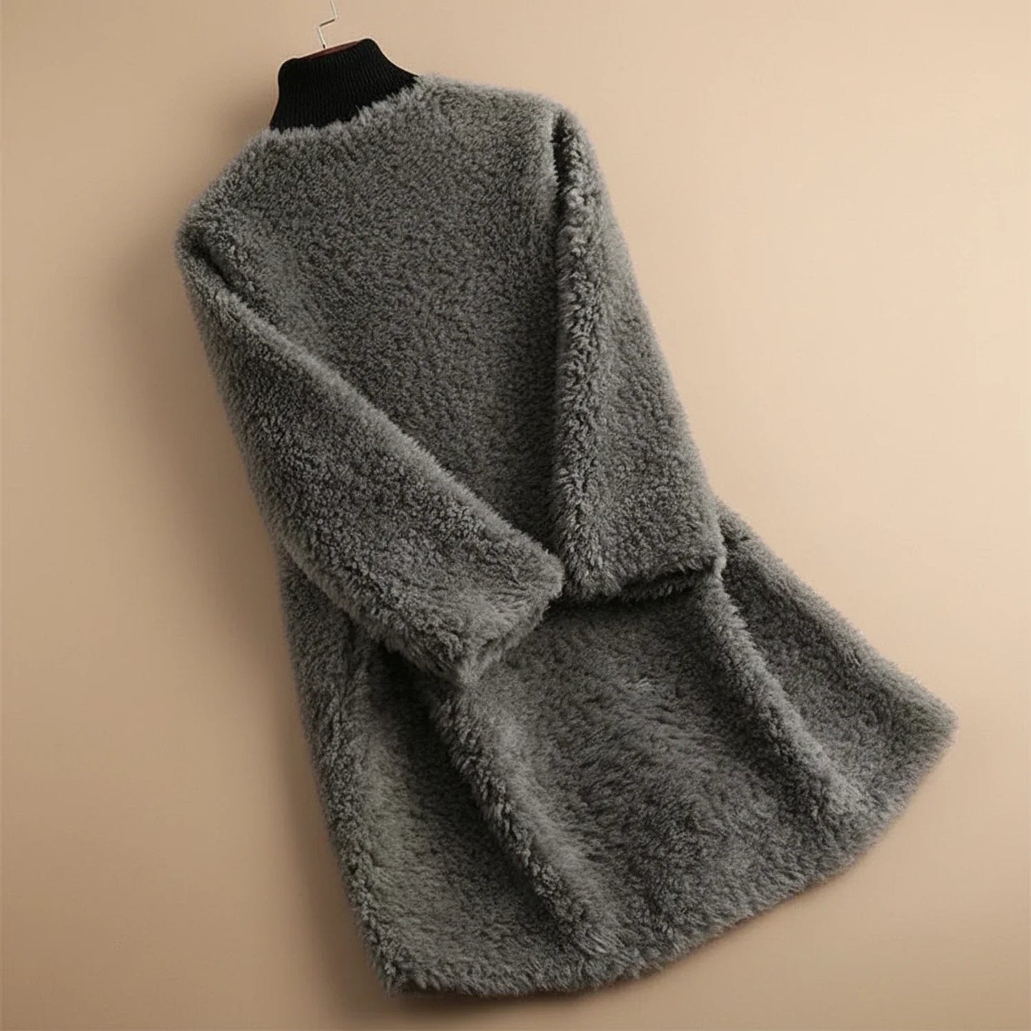 Women's Teddy Coat Long Collarless