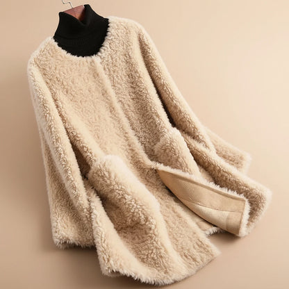 Women's Teddy Coat Long Collarless