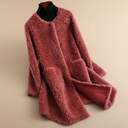 Women's Teddy Coat Long Collarless