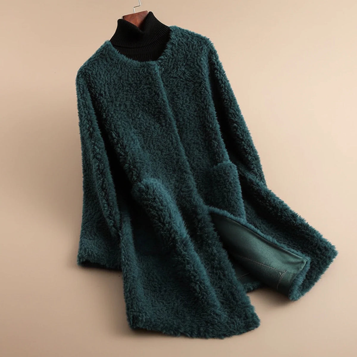 Women's Teddy Coat Long Collarless