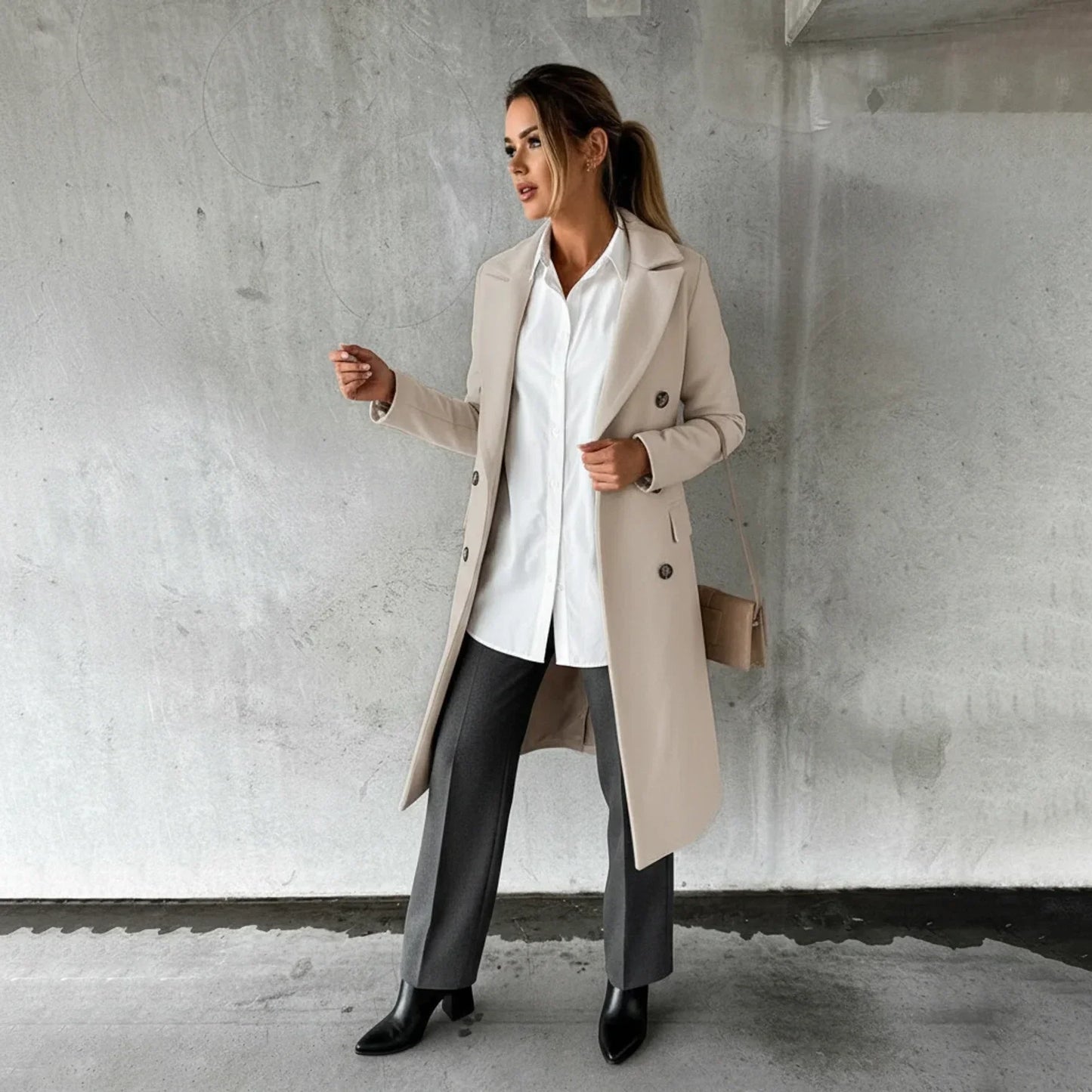 Long Winter Coat for Women AI replaced image