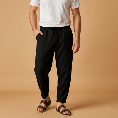 Men’s loose cotton pants with breathable fit, ideal for casual wear, relaxed days, and comfortable everyday outfits.