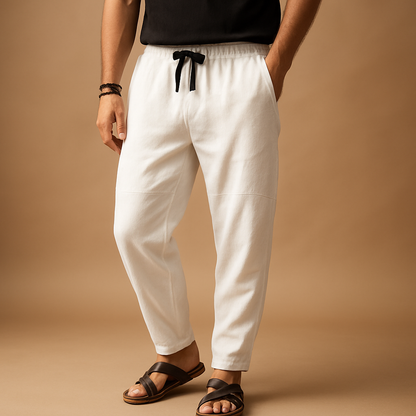 Men’s loose cotton pants with breathable fit, ideal for casual wear, relaxed days, and comfortable everyday outfits.