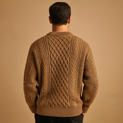 Men’s loose-fit knitted crewneck sweater in a solid color, designed for warmth, layering, and versatile casual styling.
