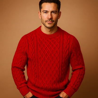 Men’s loose-fit knitted crewneck sweater in a solid color, designed for warmth, layering, and versatile casual styling.
