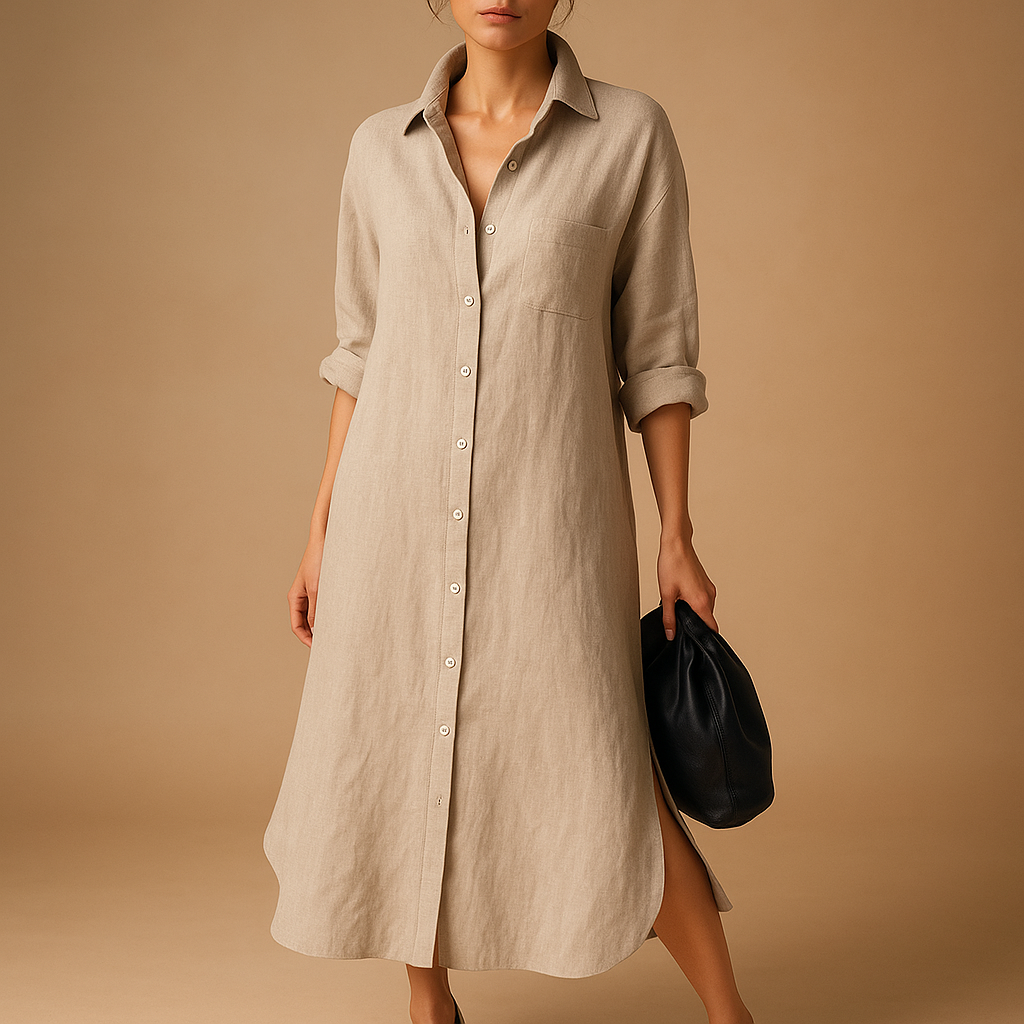 Relaxed Fit Women's Shirt Dress - VibreMode