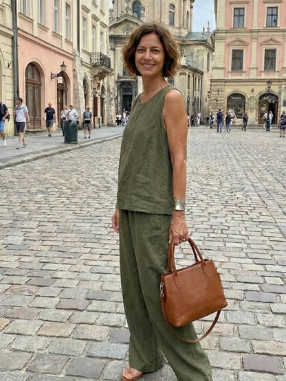 Olivia | Women's Summer Vest Top and Loose Fit Trousers Set
