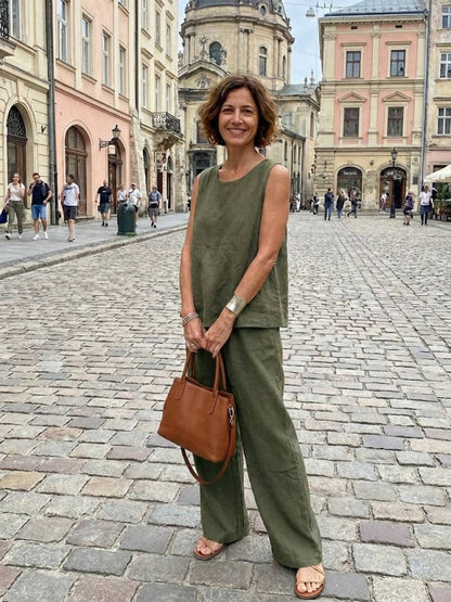 Olivia | Women's Summer Vest Top and Loose Fit Trousers Set