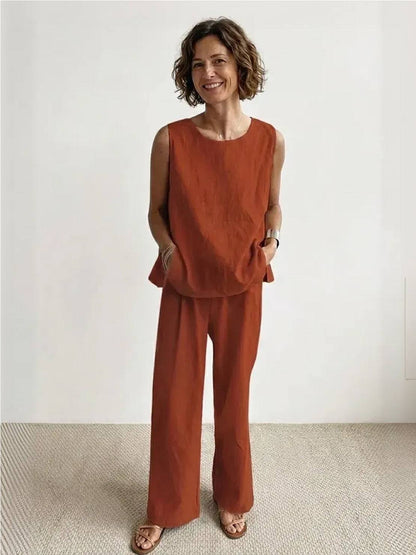 Olivia | Women's Summer Vest Top and Loose Fit Trousers Set