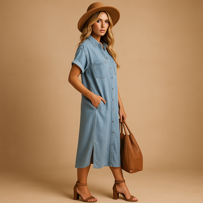 Loose summer dress for women in sky blue with breathable lightweight design and relaxed fit, perfect for beach days and casual summer outings.