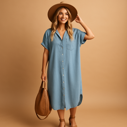 Loose summer dress for women in sky blue with breathable lightweight design and relaxed fit, perfect for beach days and casual summer outings.