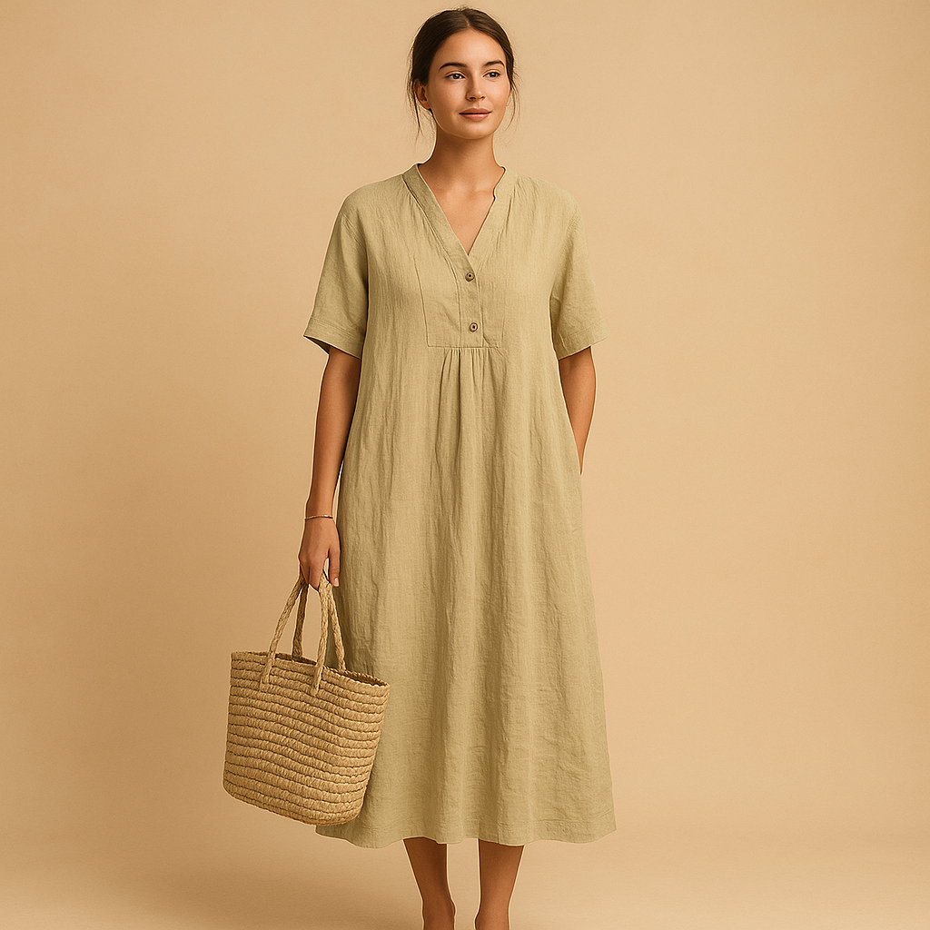 Loose summer dress for women with breathable lightweight design and relaxed fit, perfect for casual brunches, city walks, and summer occasions.
