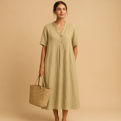 Loose summer dress for women with breathable lightweight design and relaxed fit, perfect for casual brunches, city walks, and summer occasions.