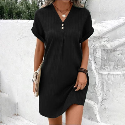 Loretta Women's V-Neck Mini Dress - VibreMode