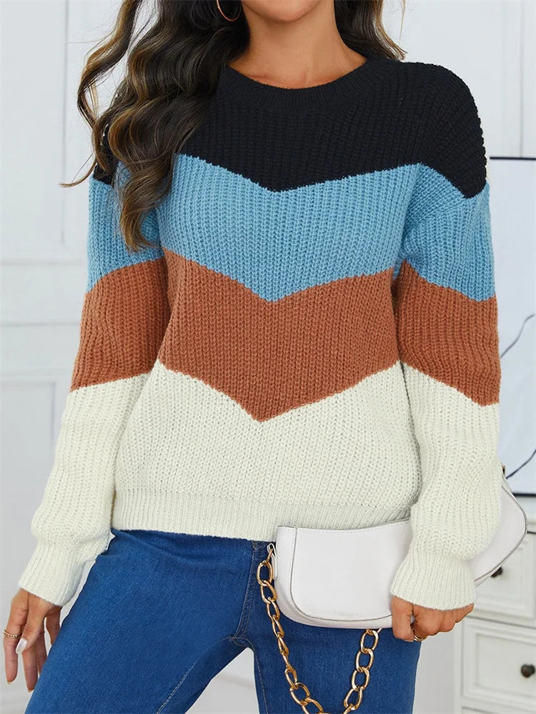 Image of Lori | Women's Color Block Crewneck Sweater