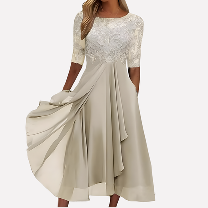 Women's Lace Midi A-Line Dress - VibreMode