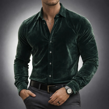 Image of Louis | Men's Long Sleeve Velvet Shirt