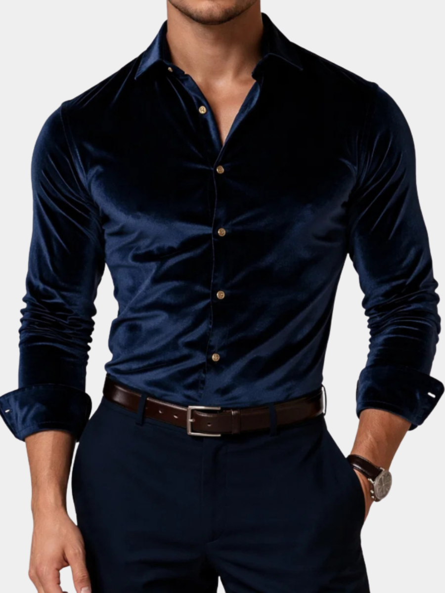 Men's Long Sleeve Velvet Shirt - VibreMode