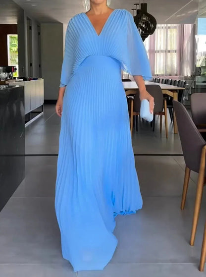 Elegant V-Neck Flowy Maxi Dress