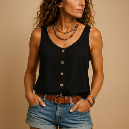 Women's Sleeveless Button Down Shirt Lightweight