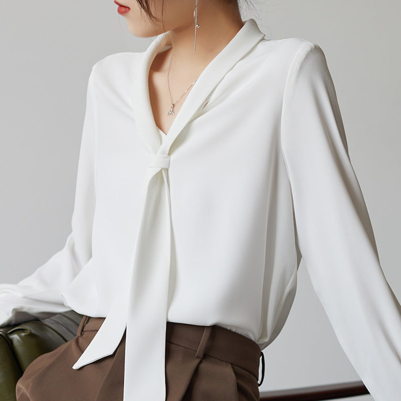 Women's Long Sleeve Blouse Tie Neck - VibreMode