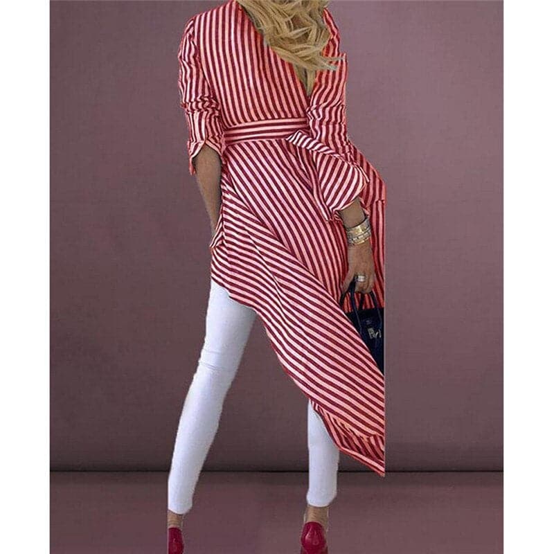 Image of Lucille | Women's Tie Waist Striped Blouse