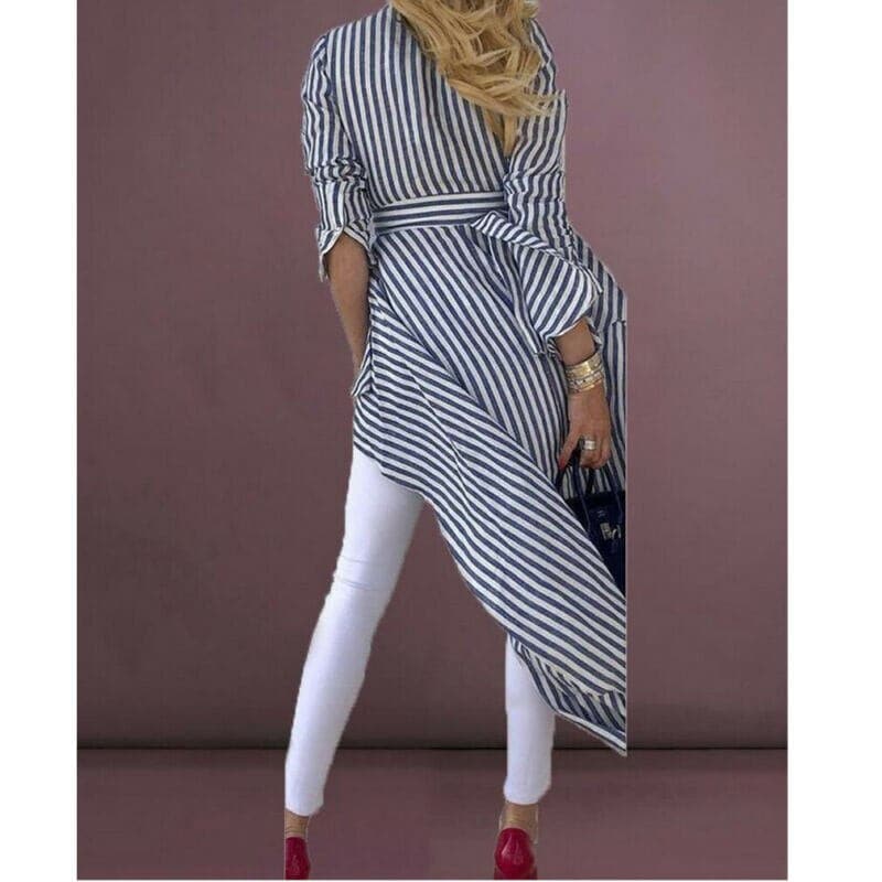 Image of Lucille | Women's Tie Waist Striped Blouse