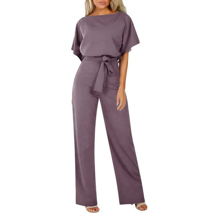 Women's Wide Leg Belted Jumpsuit