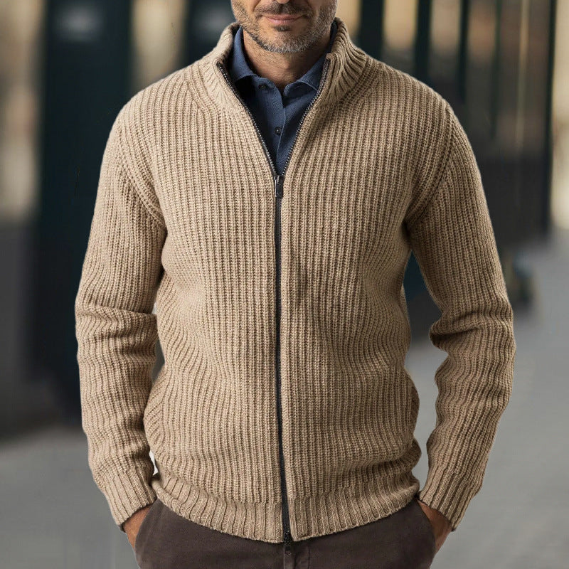 Men's Zip-Up Ribbed Cardigan - VibreMode