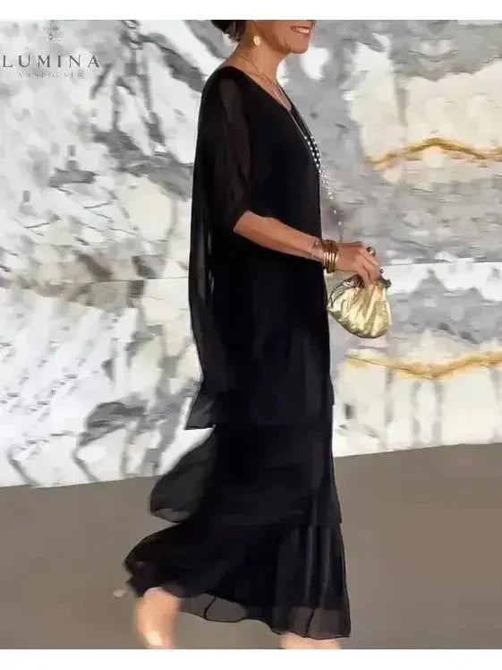 Ladies Long Sleeve Flowy Maxi Dress