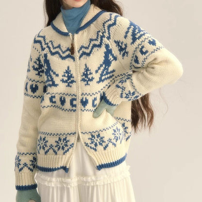 Women's Fair Isle Zip Cardigan - VibreMode