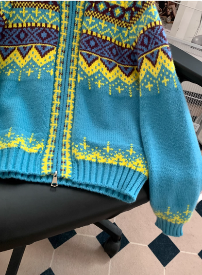 Image of Lydia | Women's Zip Up Fair Isle Cardigan