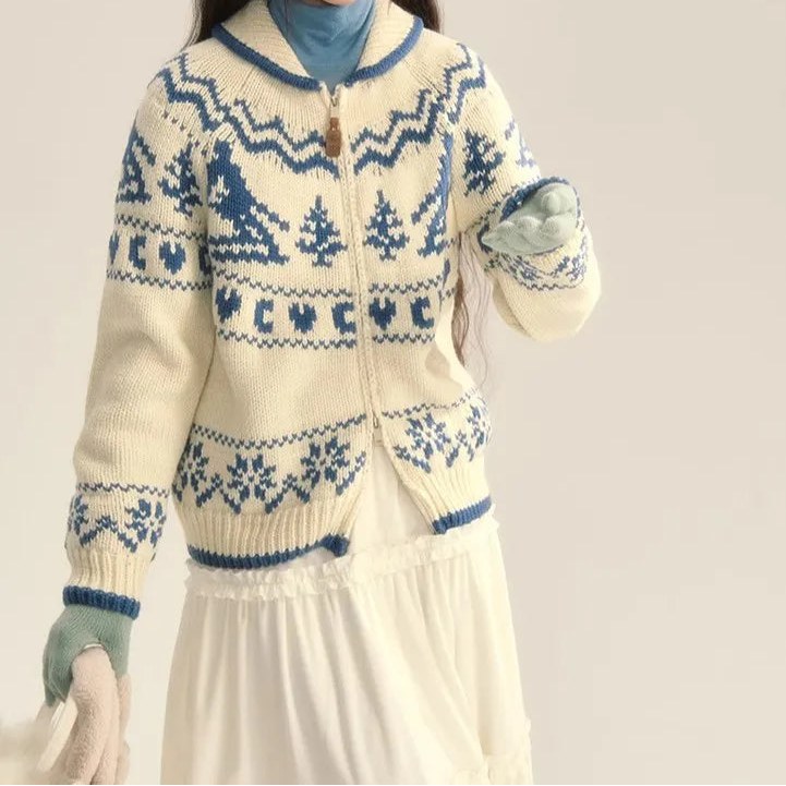 Image of Lydia | Women's Zip Up Fair Isle Cardigan