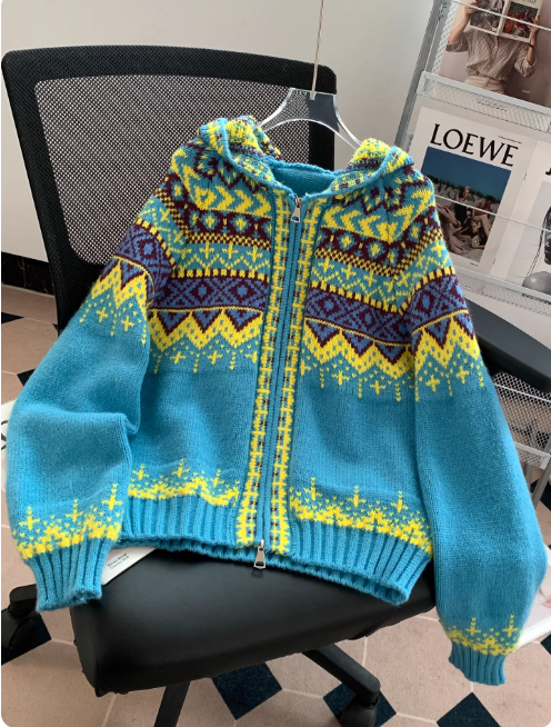 Image of Lydia | Women's Zip Up Fair Isle Cardigan