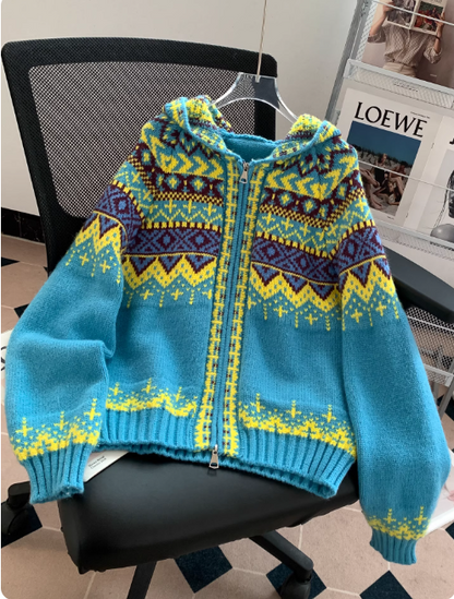 Image of Lydia | Women's Zip Up Fair Isle Cardigan