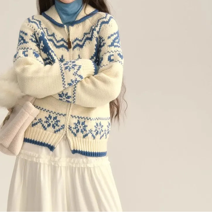 Image of Lydia | Women's Zip Up Fair Isle Cardigan