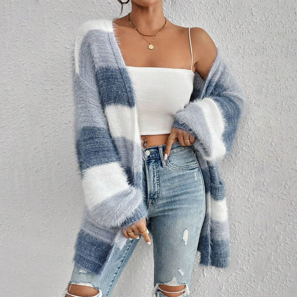 Image of Lynne | Women's Oversized Striped Cardigan