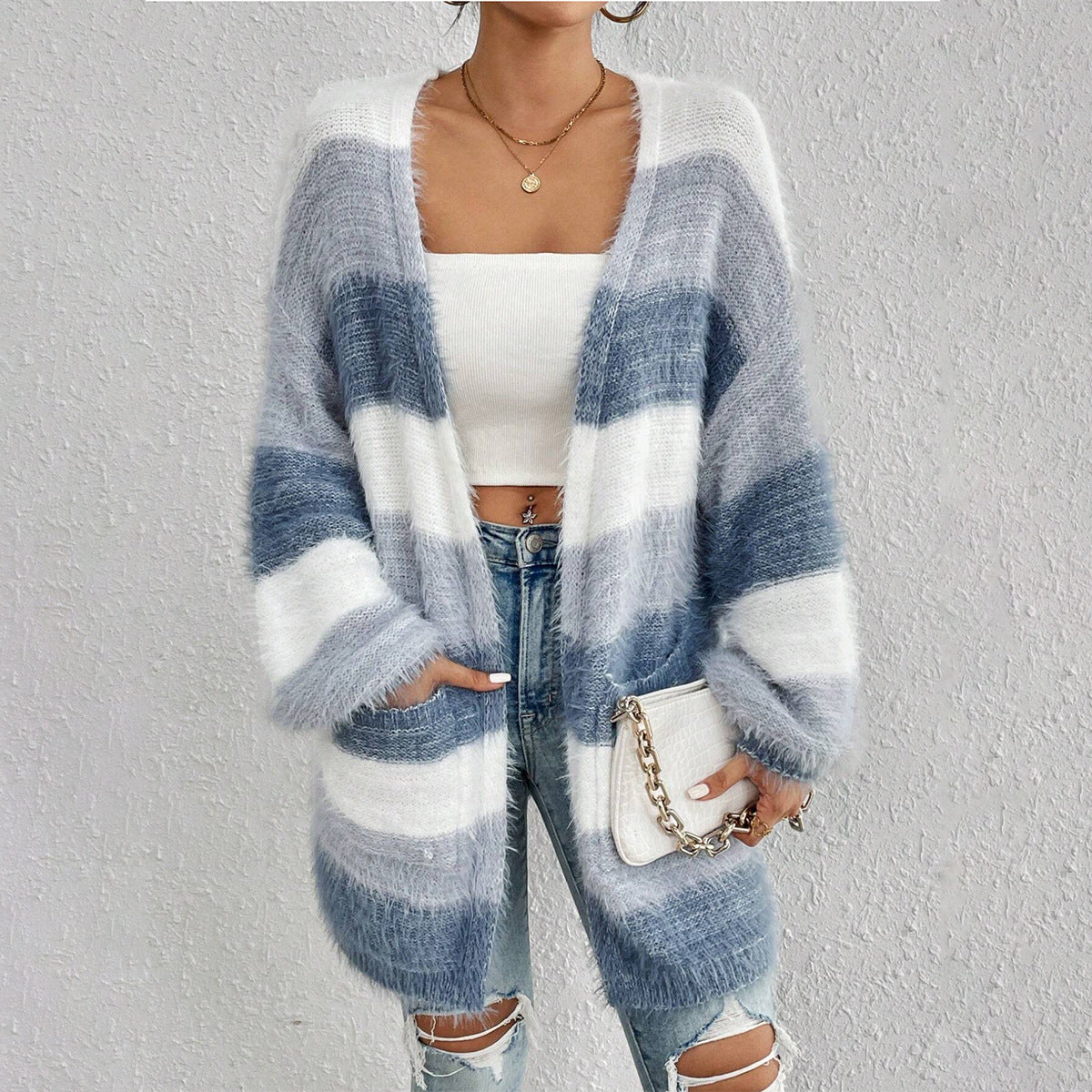 Lynne Women's Striped Oversized Cardigan - VibreMode