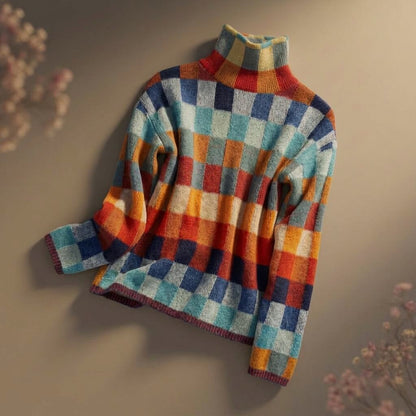 Classic Plaid Wool Crew Sweater - VibreMode